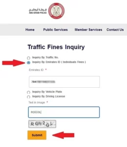 abu dhabi police traffic fine inquiry by number plate